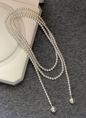 澳白色长款珍珠项链女法式高端小众毛衣链配饰轻奢高级感气质颈链