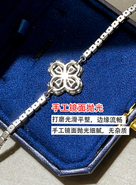 925纯银四叶草钻石项链小众花朵