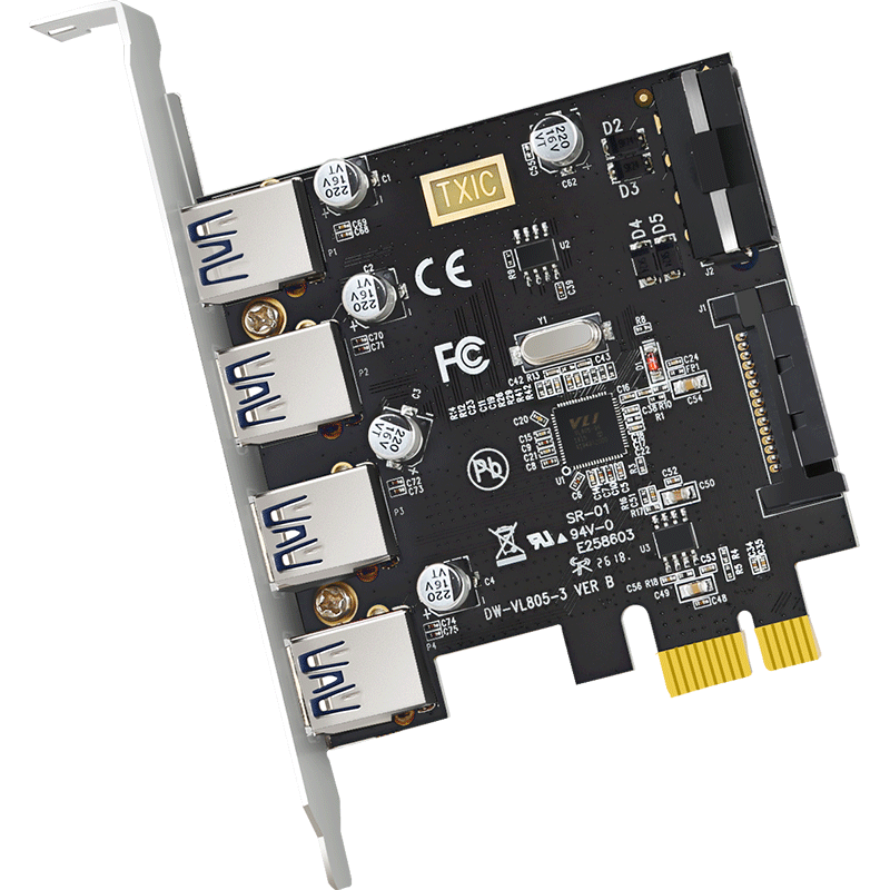 DIEWU PCI-E转usb3.0扩展卡双电四口台式机pcie转USB3.0进口芯片 - 图0