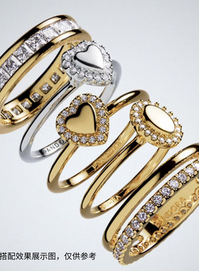 Pandora潘多拉无限光环戒指槽镶工艺金色精致礼物象征永恒寓意