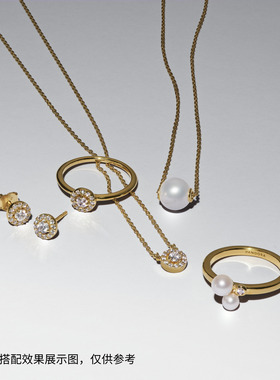 Pandora潘多拉PAVÉ密镶光环圆形戒指金色经典礼物