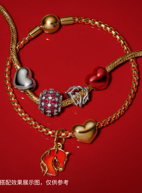 Pandora潘多拉鸿金手链蛇骨链条交织红绳新年礼物