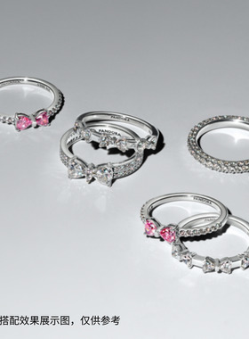 Pandora潘多拉潘多拉单排Pavé密镶戒指闪耀男女同款