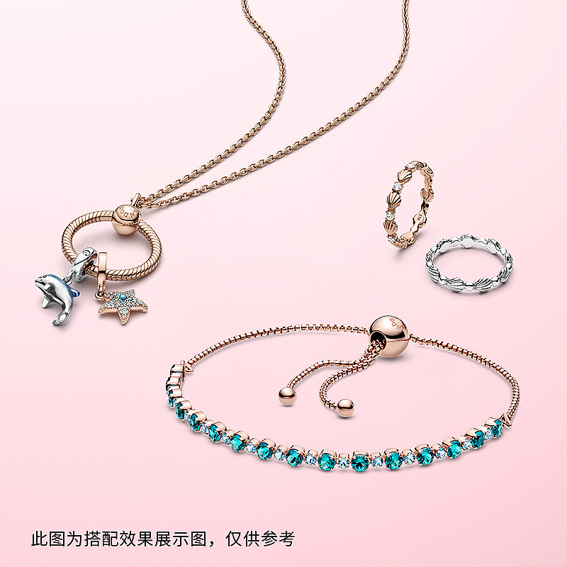 Pandora潘多拉绿松石色闪亮网球手链绳588961C01送礼物