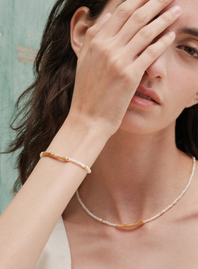 森吾《金竹引》拉丝竹节珍珠项链