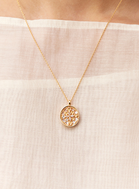 森吾丁香花双层高级感圆牌项链