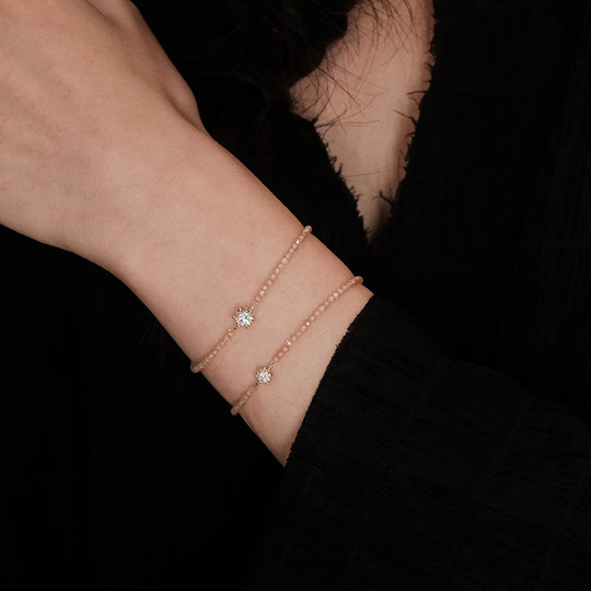 sanswood《歌剧魅影》香槟锆石莫桑石手链女串珠百搭精致气质手饰