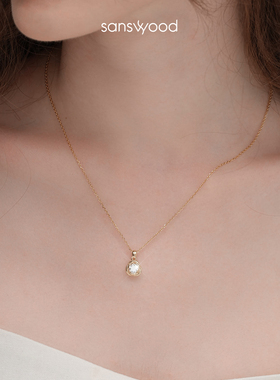 轻奢精致玫瑰单钻项链莫桑石森吾