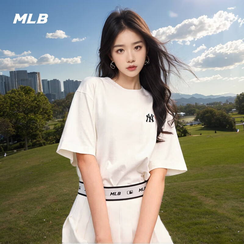 MLB情侣短袖男女同款纯棉圆领运动T恤官方旗舰店夏季新款半袖上衣 - 图1