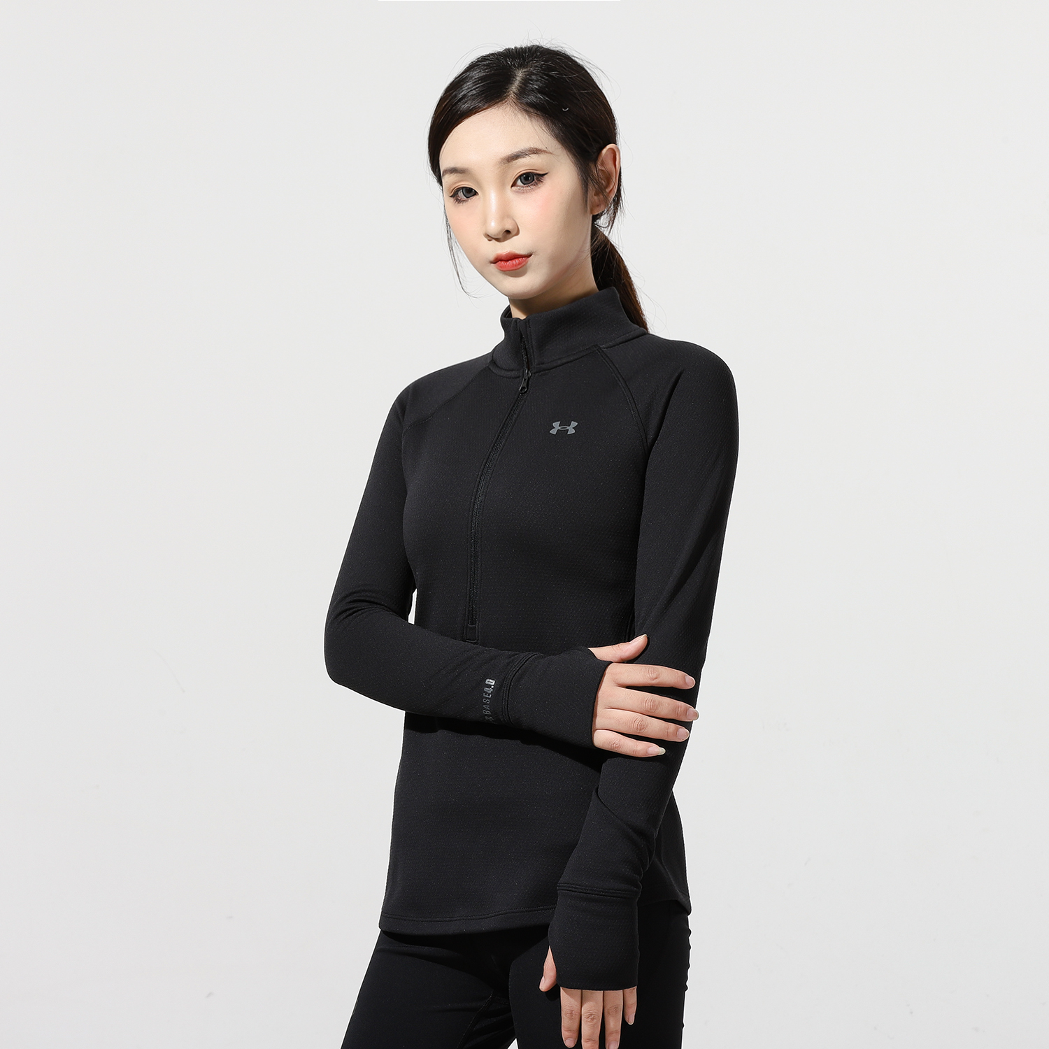 安德玛官方女装2025新款Base 4.0半拉链运动长袖T恤套头衫1343319 - 图0
