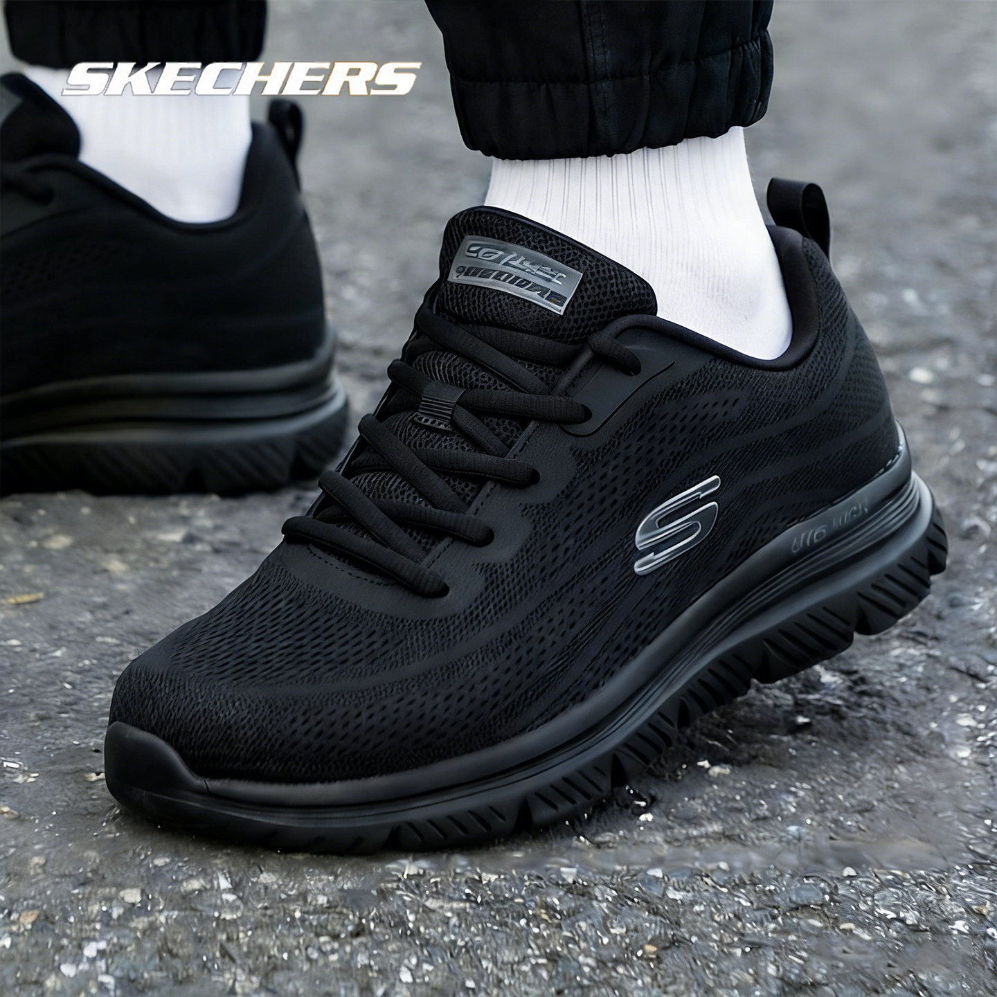 斯凯奇官方正品男鞋2026冬季新款黑武士跑步鞋网面透气运动鞋鞋子,淘宝优惠券,粉丝福利购,淘宝优惠卷