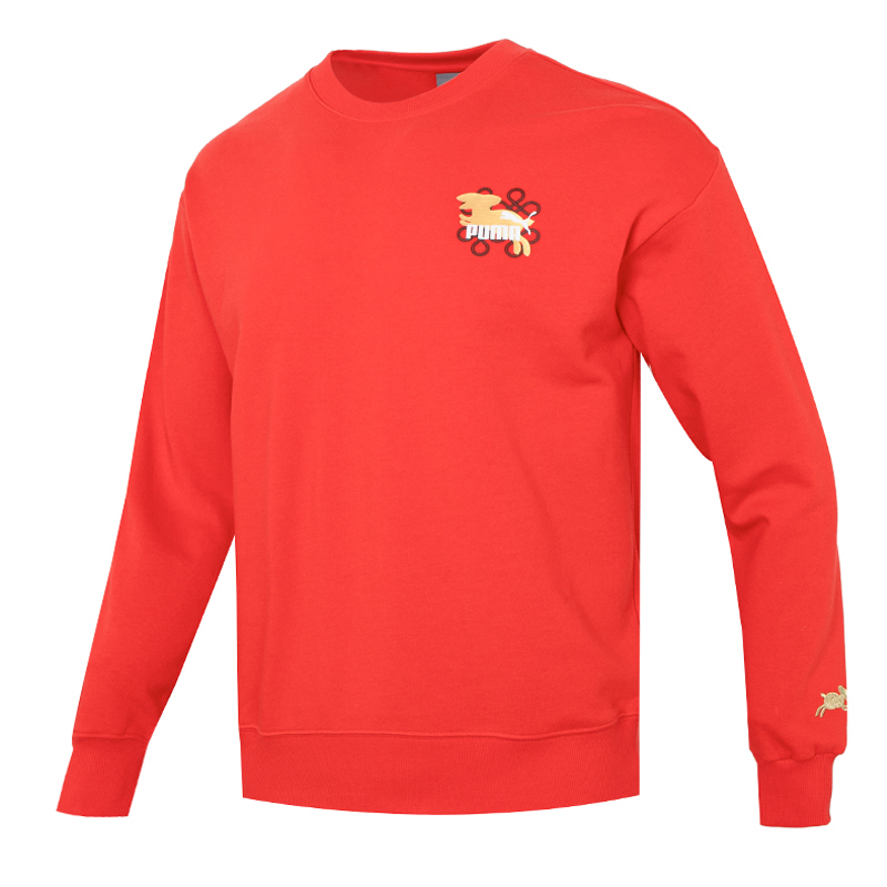 PUMA彪马圆领卫衣男女装红色本命年运动服休闲长袖套头衫677414 - 图3