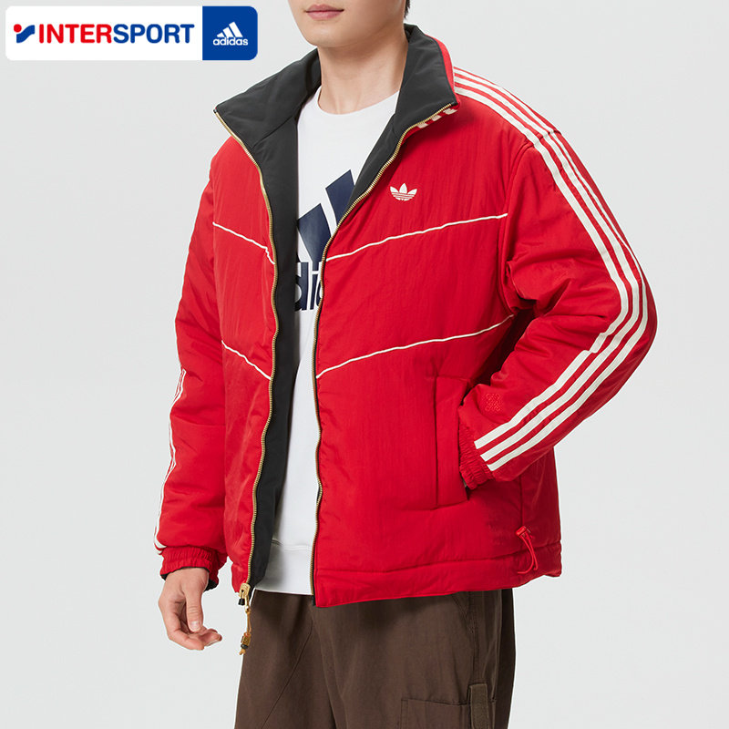 阿迪达斯新年款红色棉服男装三叶草外套冬季保暖双面穿运动服棉衣,淘宝优惠券,粉丝福利购,淘宝优惠卷