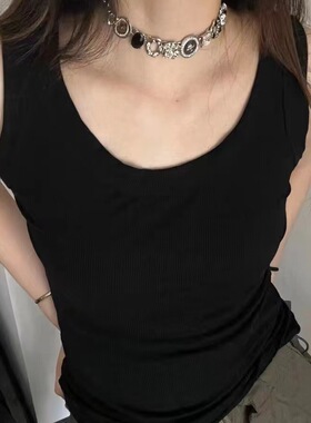 y2k甜酷风白色纽扣项链复古小众设计高级感精致锁骨链轻奢颈链潮