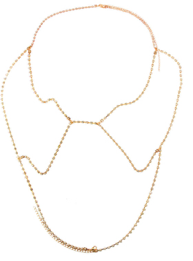 超辣性感闪钻欧美INS辣妹亢奋派对写真链条胸链项链沙滩身体链女