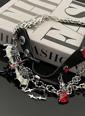 重工暗黑朋克火龙宝石血滴万圣节项链JK小众y2k锁骨链项圈