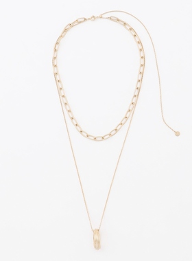 自由区时尚气质优雅设计双链环项链女ONWARD