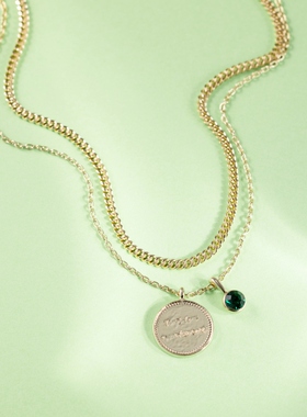23区优雅气质时尚搭配彩色宝石硬币项链女ONWARD
