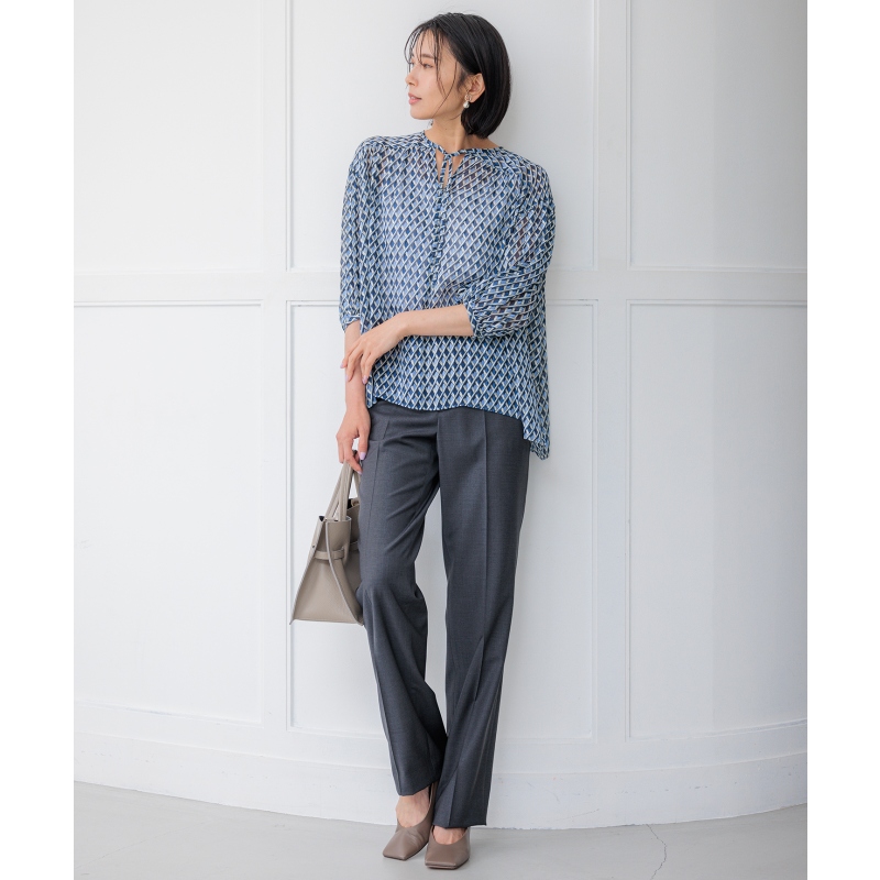 23区可洗Ratti拼贴印花褶皱简约气质衬衫女ONWARD