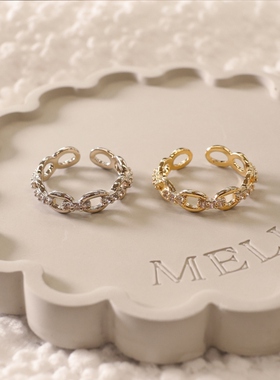 Tiaclasse时尚气质搭配立方体链环戒指女ONWARD