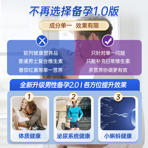 薇塔贝尔男士备孕叶酸锌硒dha复合维生素番茄红素提精子活力84片 - 图3