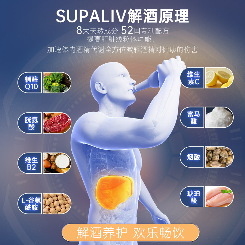 日本SUPALIV速佰力解酒药快速醒酒丸护肝防宿醉提升酒量20粒_虎窝淘
