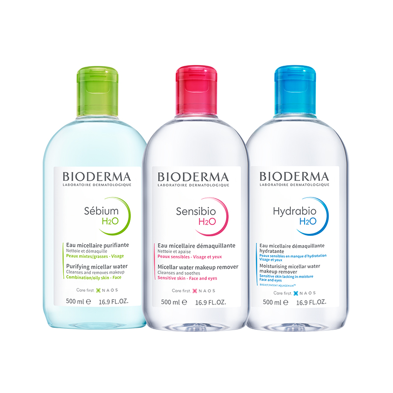 法国Bioderma贝德玛卸妆水 粉水温和深层清洁脸眼唇洁肤液500ml*2 - 图0