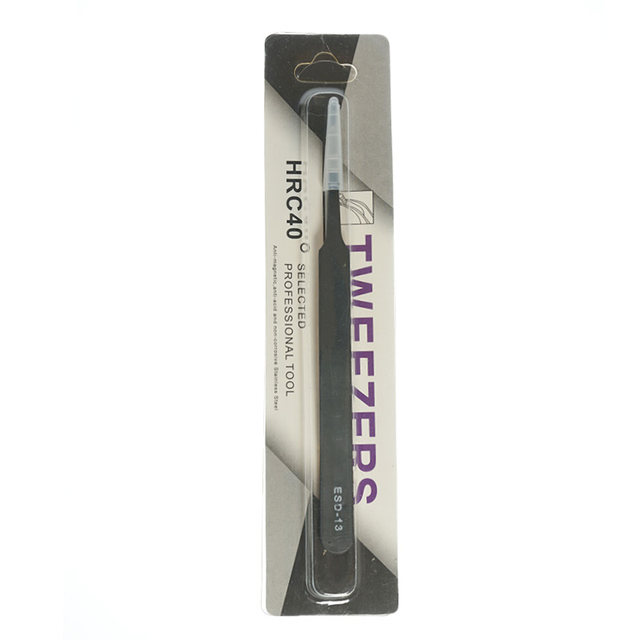 Anti-static black tweezers elbow flat mouth mobile phone