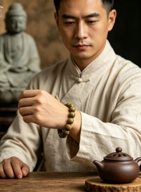 云善阁天然绿檀木手串文玩佛珠