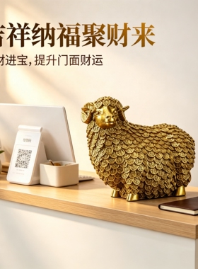 招财黄铜百福羊摆件玄关生肖装饰