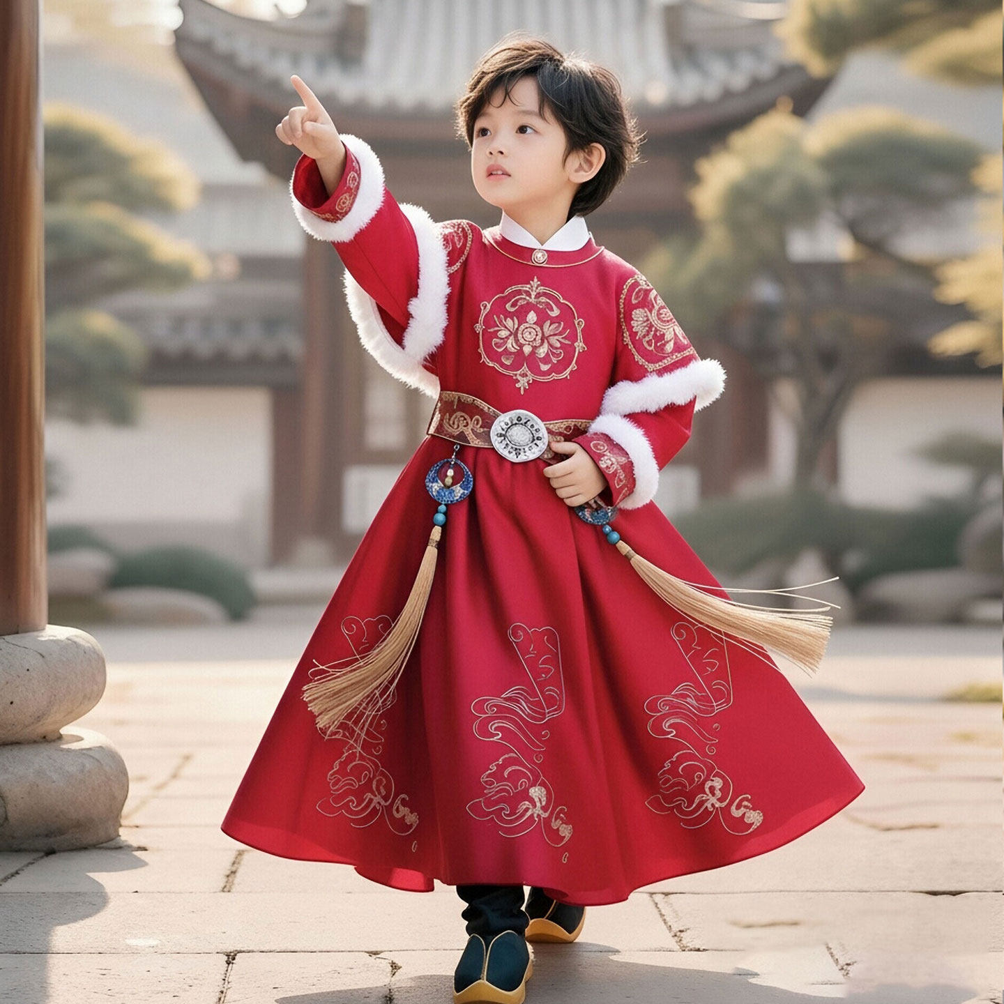 男童汉服冬装拜年服男孩古风古装小少爷帅气国风唐装冬季过年服男,淘宝优惠券,粉丝福利购,淘宝优惠卷