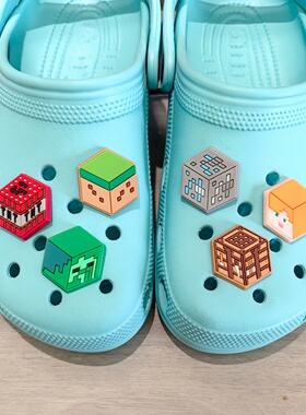 适配Crocs洞洞鞋我的世界鞋花卡通游戏鞋扣鞋面装饰配件男童鞋扣
