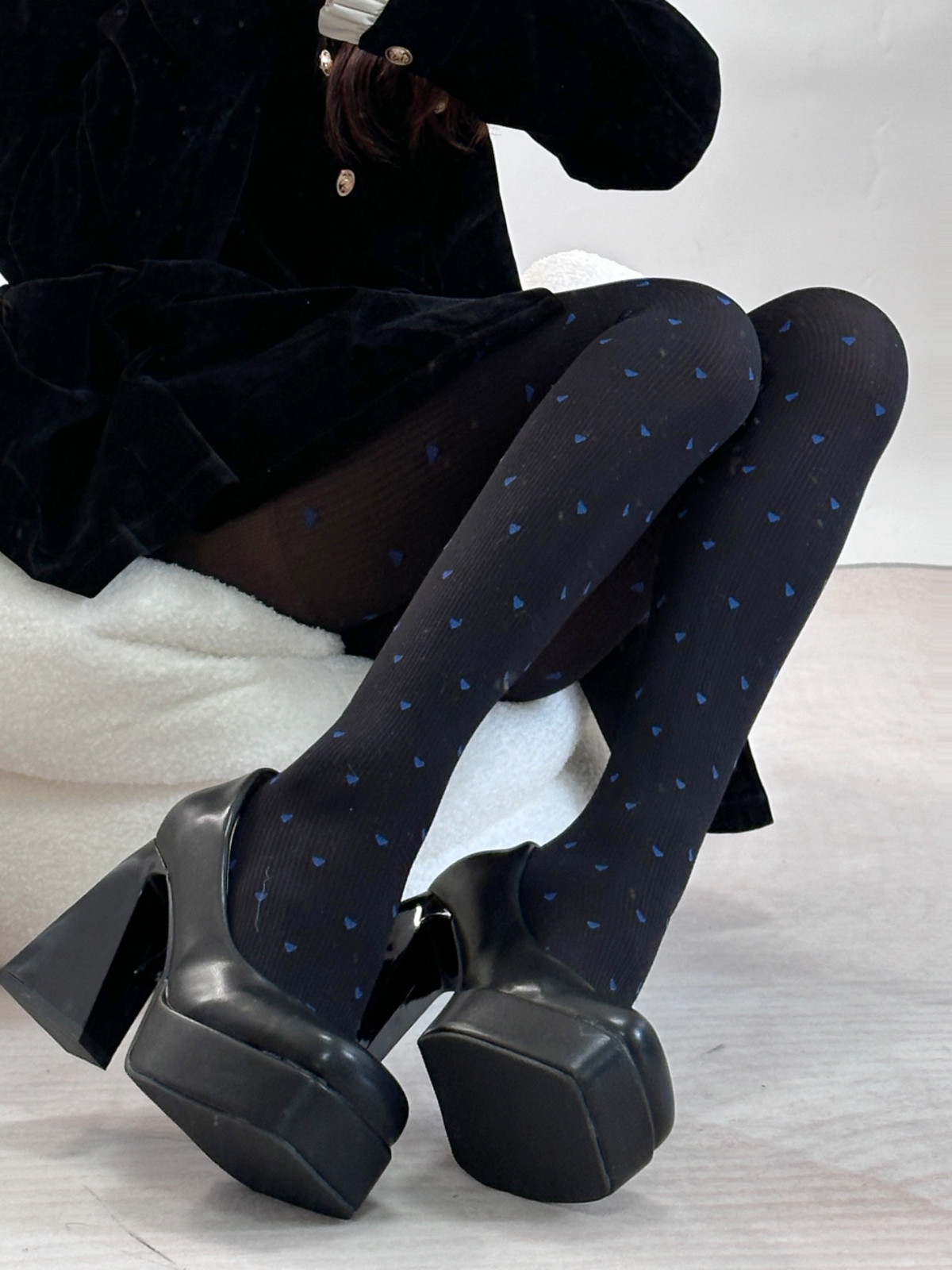 25春日系复古提花蓝色爱心微压显瘦高弹力打底袜性感学院风连裤袜,淘宝优惠券,粉丝福利购,淘宝优惠卷