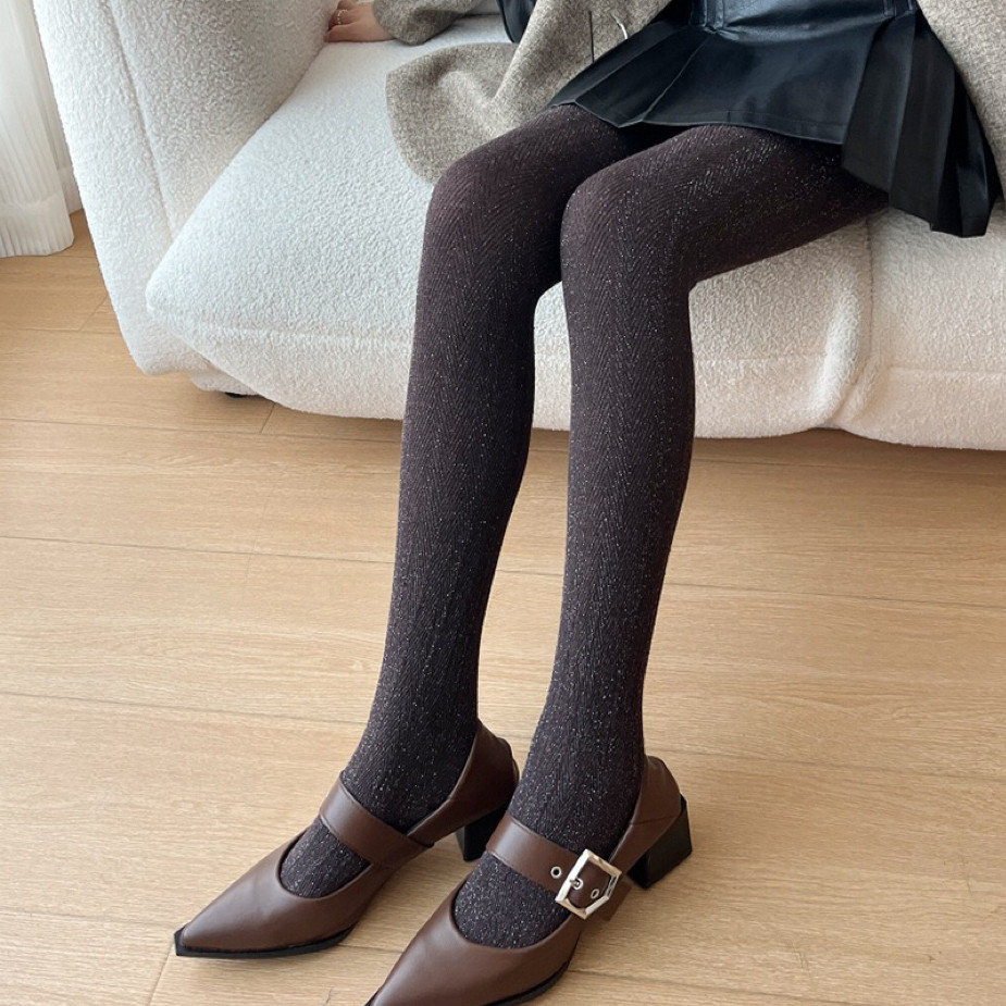 秋冬微闪银丝织花麦穗人字纹连裤袜气质灰色不透肉显瘦打底袜11色,淘宝优惠券,粉丝福利购,淘宝优惠卷
