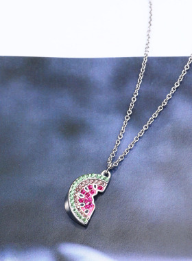 简约个性合金镶钻西瓜项链