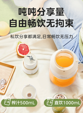 美的榨汁机小型家用多功能电动水果双盖迷你搅拌机便携式榨汁杯