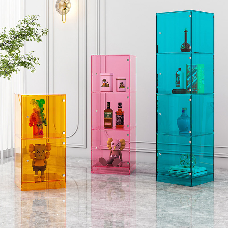 北欧亚克力客厅收纳置物架现代简约多层带门落地防尘书架展示柜,淘宝优惠券,粉丝福利购,淘宝优惠卷