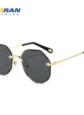 太阳镜显瘦切边女海洋片太阳眼镜大脸墨镜多边形2025新款无框网红