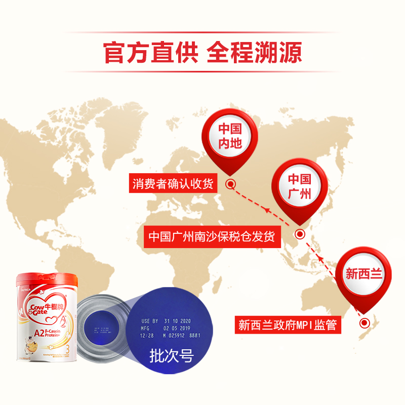 牛栏牌海外旗舰店Cow&Gate牛栏牌A2 β-酪蛋白奶粉3段红罐奶粉 新西兰进口3