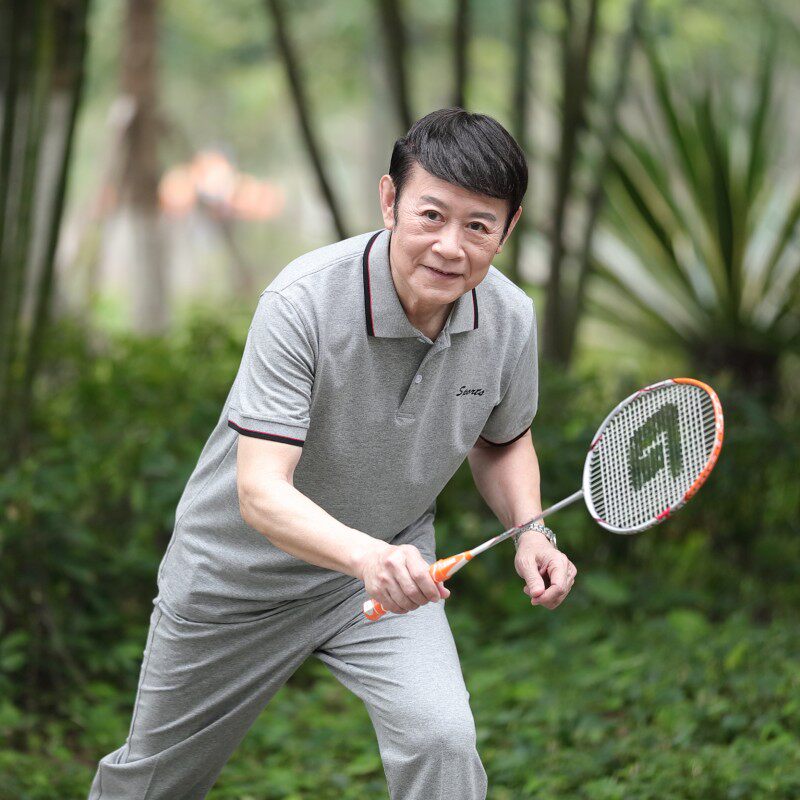 爸爸装夏装t恤短袖冰丝老年套装男中年父亲2024夏季新款衣服爷爷