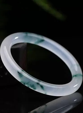 2020新款金丝玉半绿手镯翠绿飘花玉镯子女款翡翠色玉石手环包邮