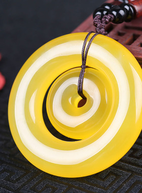 天然冰种红色玉髓平安扣吊坠送证