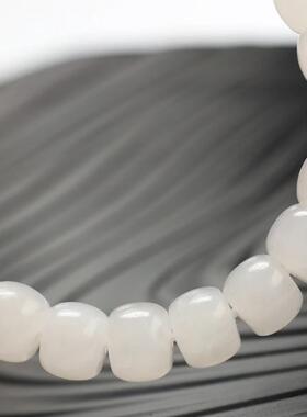 和田玉白玉桶珠手串玉石玉器