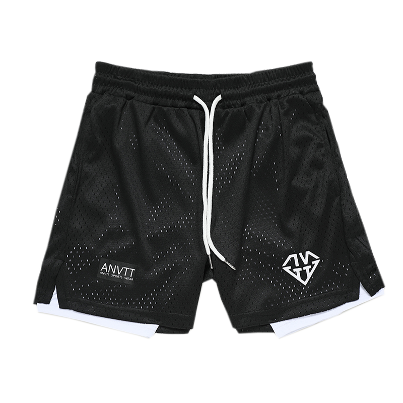 ANVTT 夏季美式篮球训练短裤男四分运动健身假两件小短裤冰丝内衬,淘宝优惠券,粉丝福利购,淘宝优惠卷