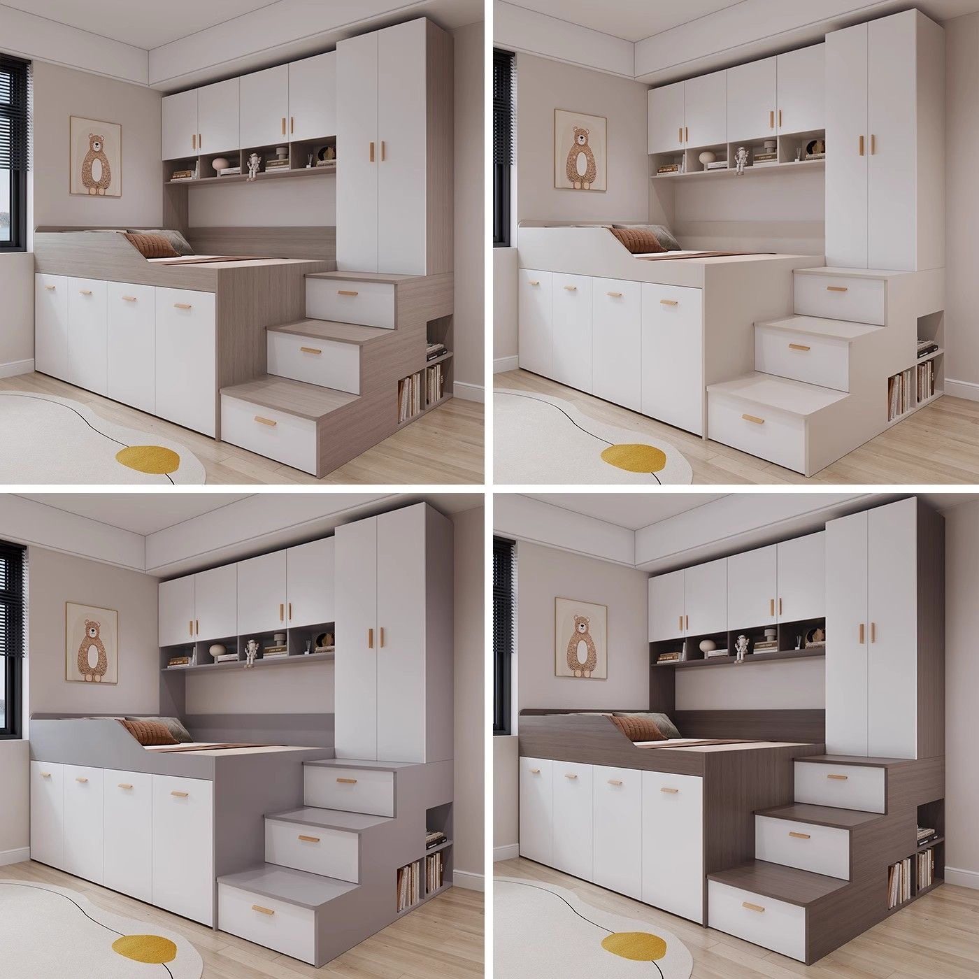 香港可发衣柜床半高定制书桌储物抽拉卧室儿童踏步收纳实木高箱床,淘宝优惠券,粉丝福利购,淘宝优惠卷