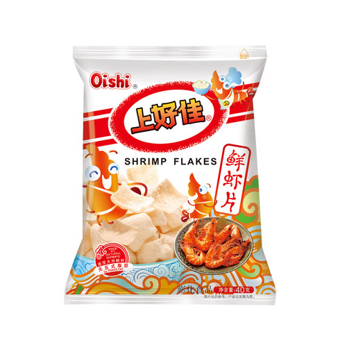 上好佳鲜虾片40g经典原味童年办公宿舍怀旧解馋休闲膨化小吃零食 - 图0