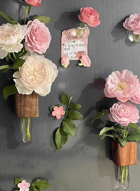 实木创意插花器冰箱贴磁铁