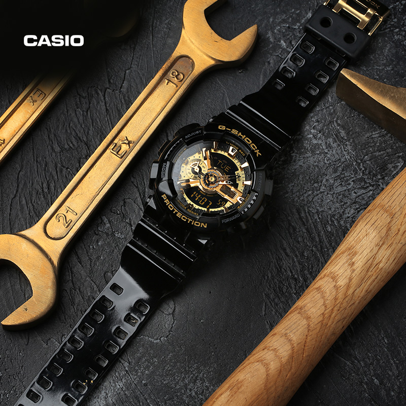 casio卡西欧海外旗舰店GA-110GB手表男士黑金官方官网正品gshock - 图1