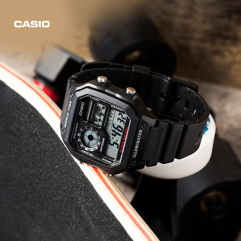 卡西欧旗舰店ae-1200whb防水手表 casio手表海外日韩腕表