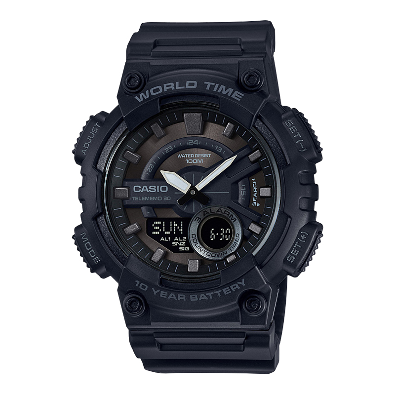 AEQ 1B 110W CASIO 卡西欧手表时尚指针双显防水防震运动石英男表 AEQ 1B 110W CASIO 卡西欧手表时尚指针双显防水防震运动石英男表